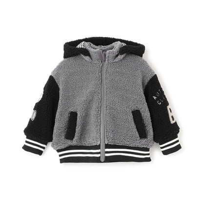 連帽拼色羊羔絨夾克