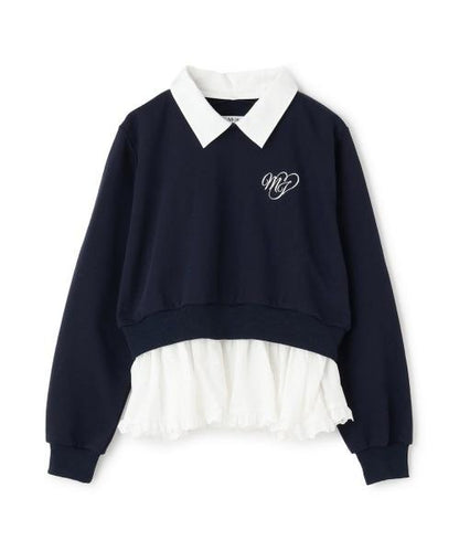 拼接荷葉邊衛衣【韓國時尚】