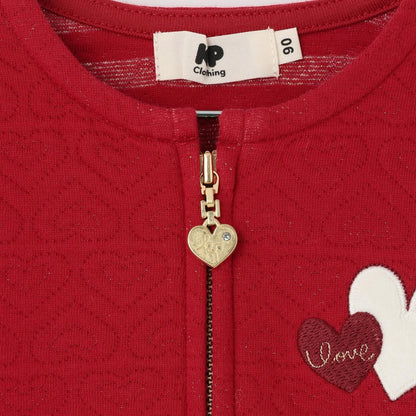 愛心亮片提花拉鍊開衫