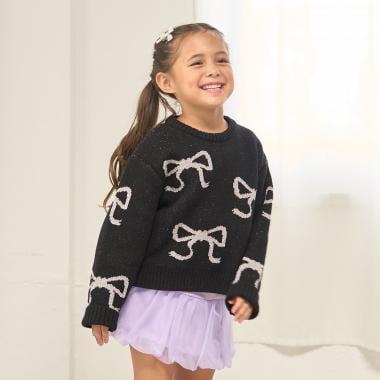 短款亮絲蝴蝶結毛衣