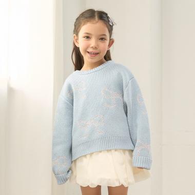 短款亮絲蝴蝶結毛衣