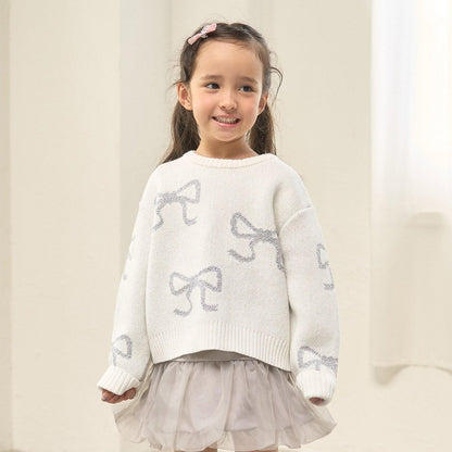 短款亮絲蝴蝶結毛衣