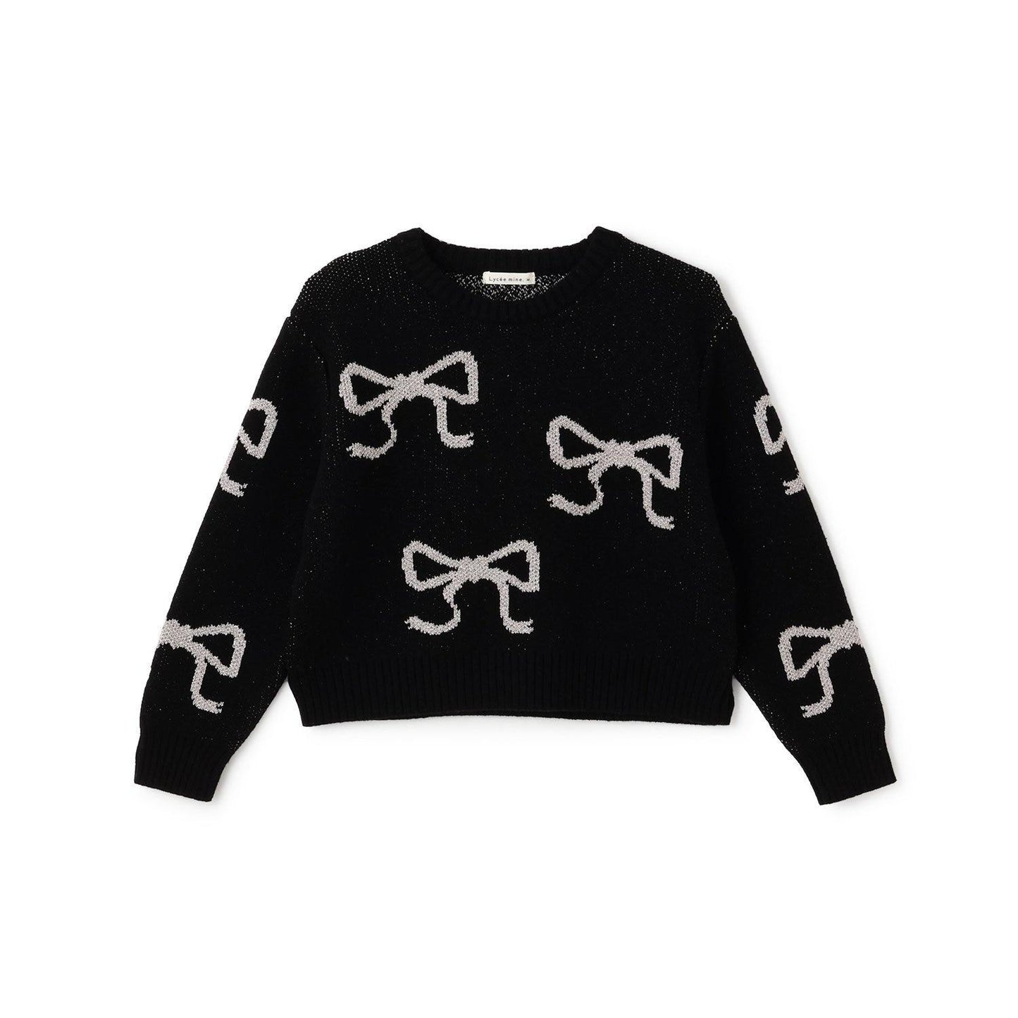 短款亮絲蝴蝶結毛衣