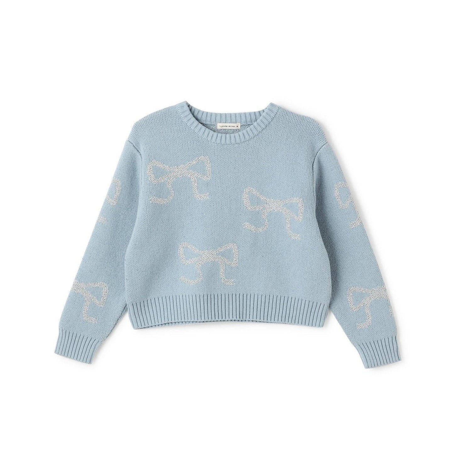 短款亮絲蝴蝶結毛衣