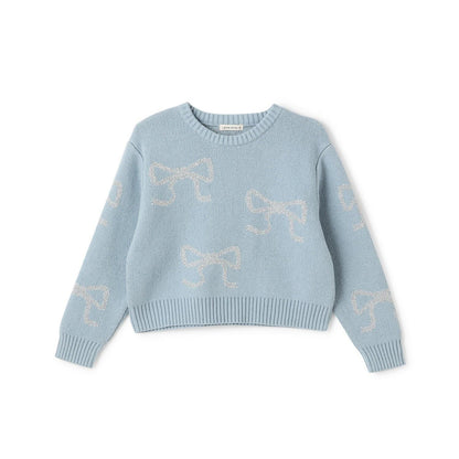 短款亮絲蝴蝶結毛衣