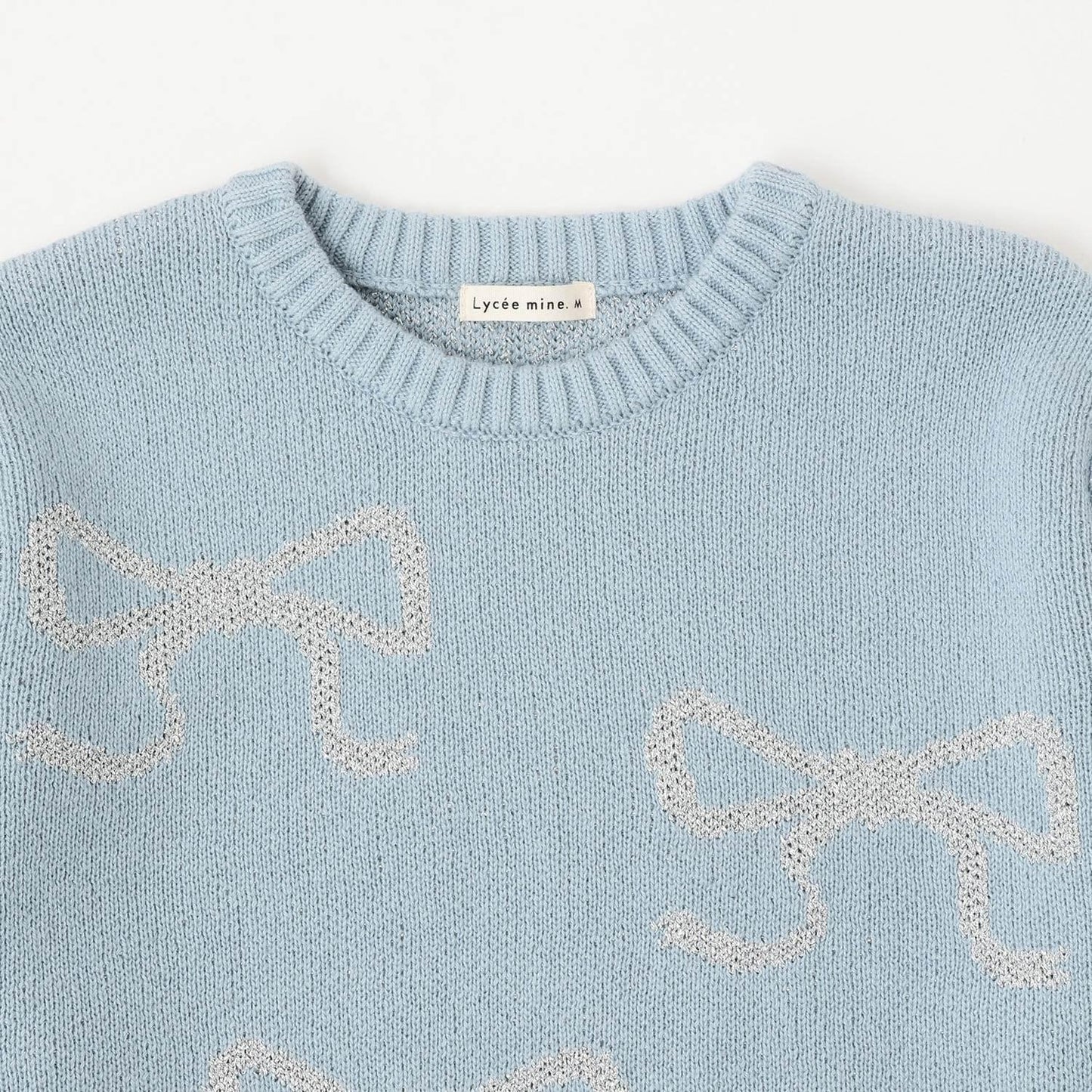 短款亮絲蝴蝶結毛衣