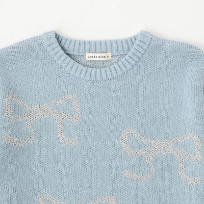 短款亮絲蝴蝶結毛衣