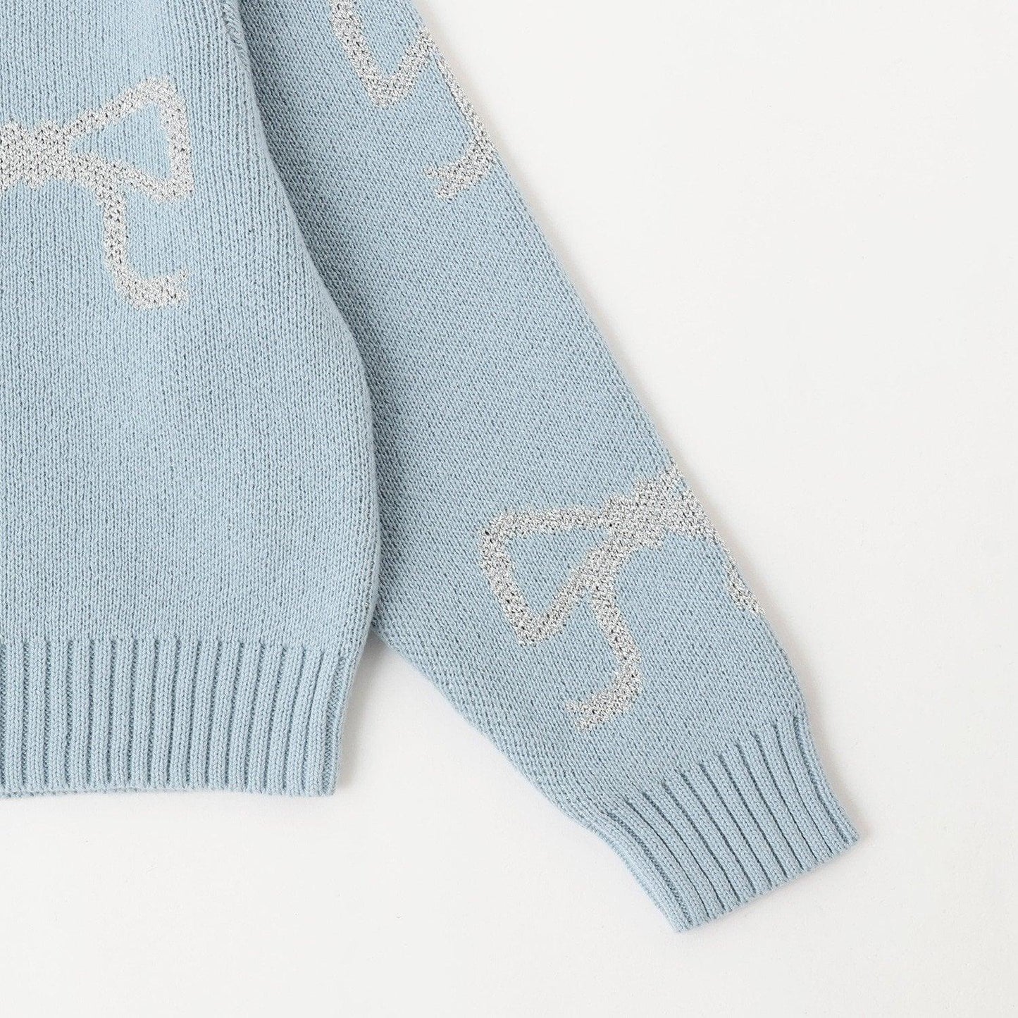 短款亮絲蝴蝶結毛衣