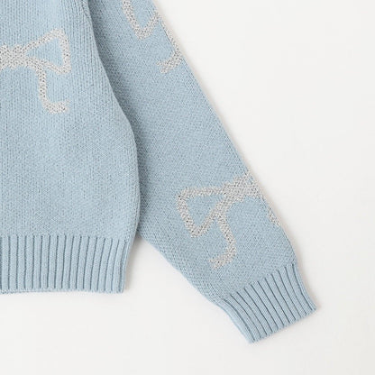 短款亮絲蝴蝶結毛衣