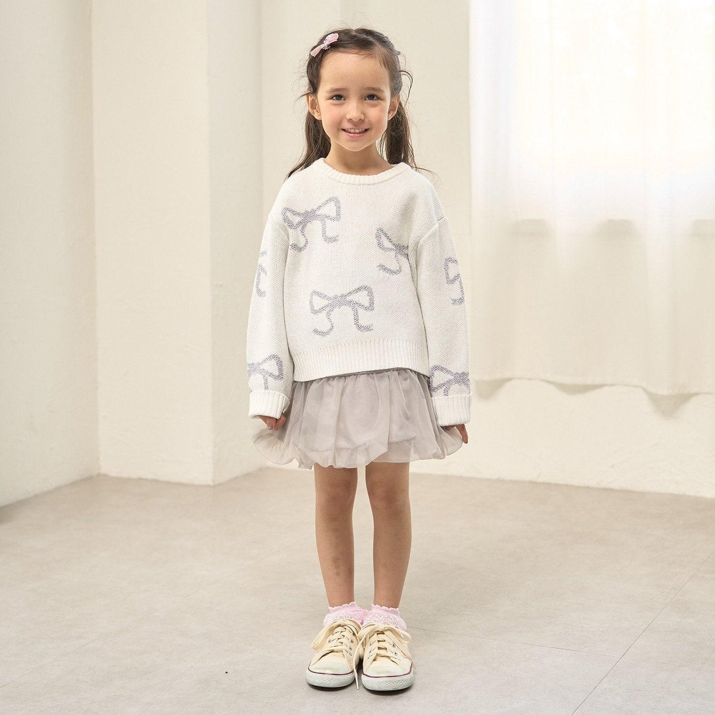 短款亮絲蝴蝶結毛衣