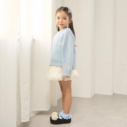 短款亮絲蝴蝶結毛衣
