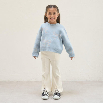 短款亮絲蝴蝶結毛衣