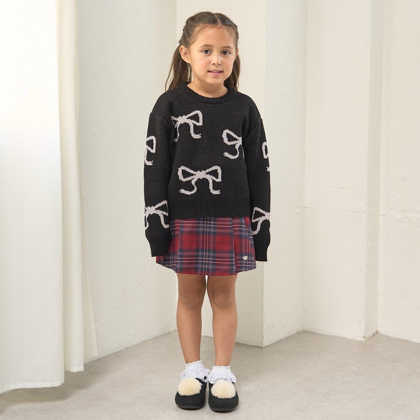 短款亮絲蝴蝶結毛衣