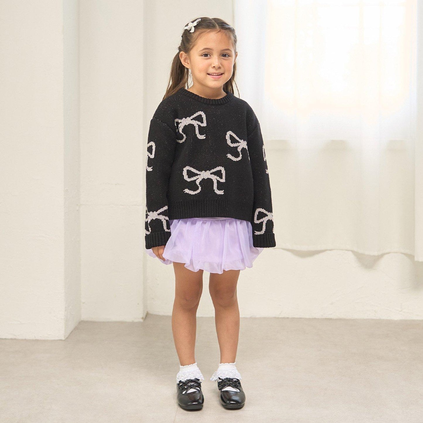 短款亮絲蝴蝶結毛衣