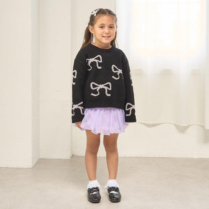 短款亮絲蝴蝶結毛衣