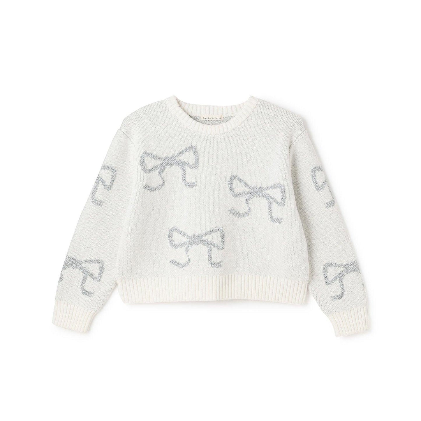 短款亮絲蝴蝶結毛衣