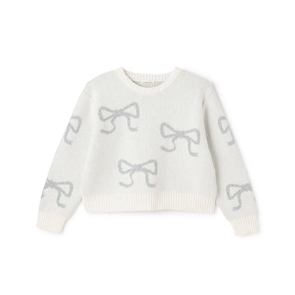 短款亮絲蝴蝶結毛衣