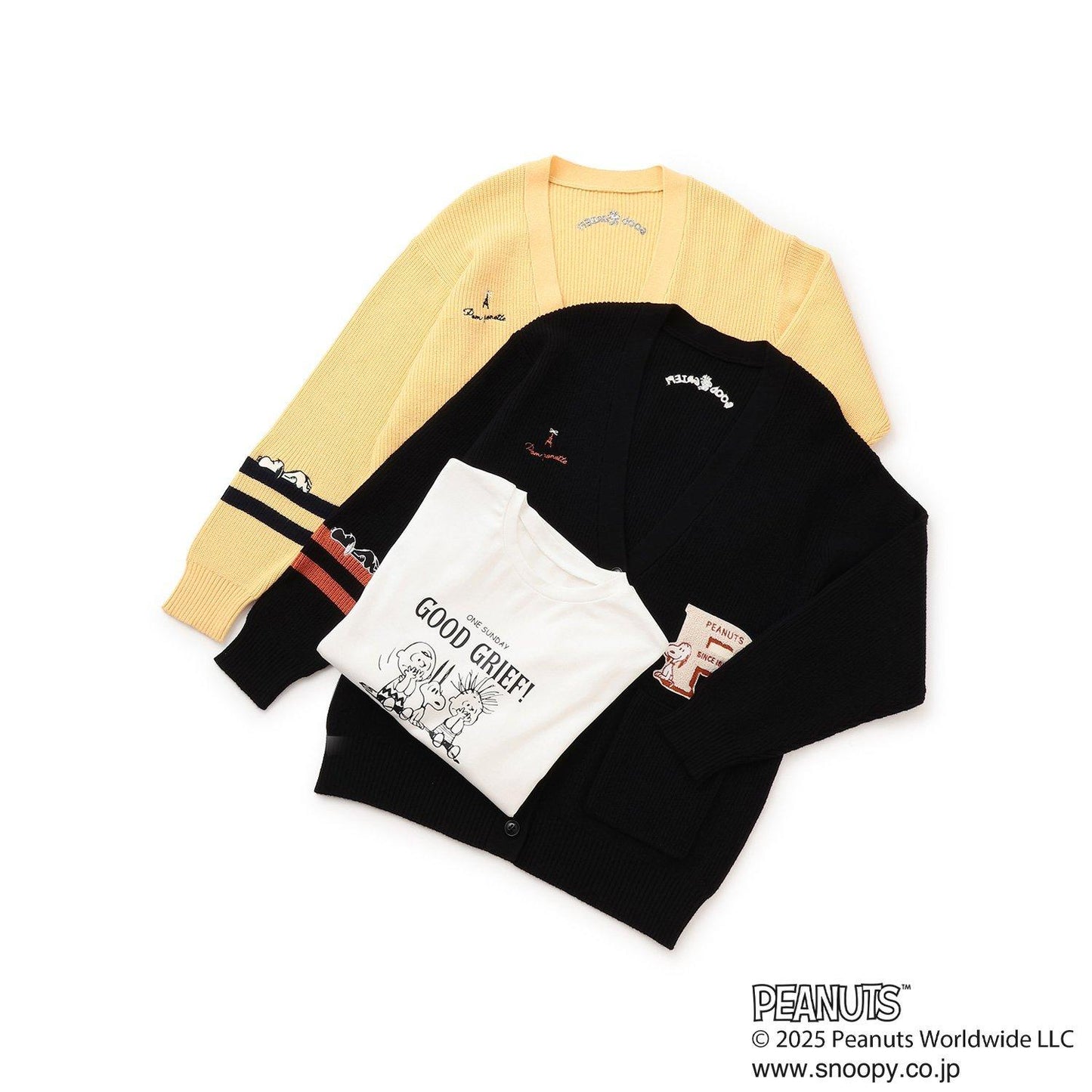 【130cm可選】【《PEANUTS》】字母針織開衫×長袖T恤套裝