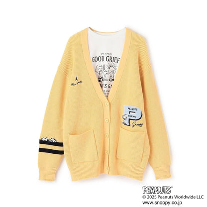【130cm可選】【《PEANUTS》】字母針織開衫×長袖T恤套裝