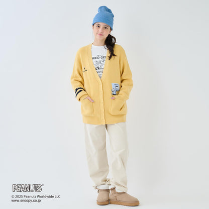 【130cm可選】【《PEANUTS》】字母針織開衫×長袖T恤套裝