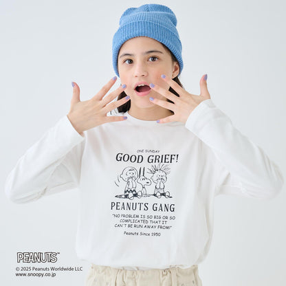 【130cm可選】【《PEANUTS》】字母針織開衫×長袖T恤套裝