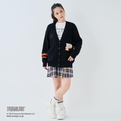 【130cm可選】【《PEANUTS》】字母針織開衫×長袖T恤套裝