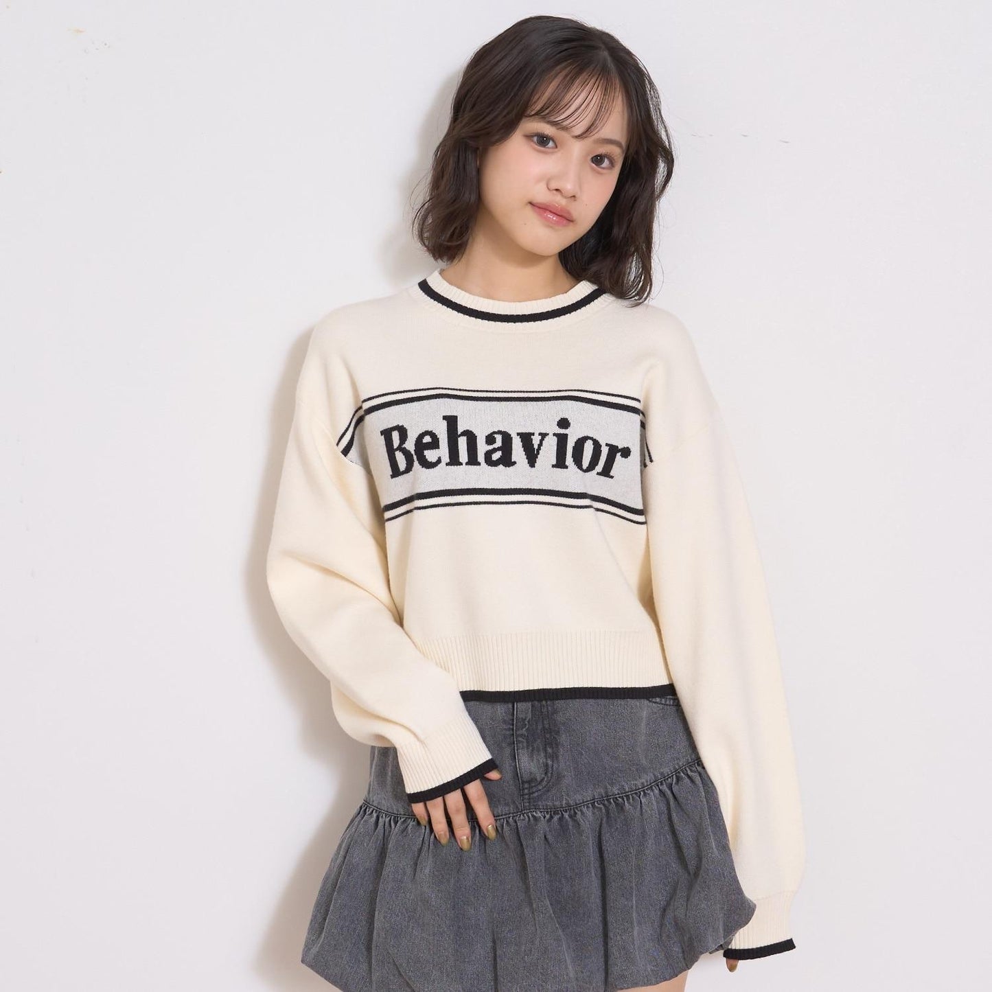 logo提花彈力針織衫