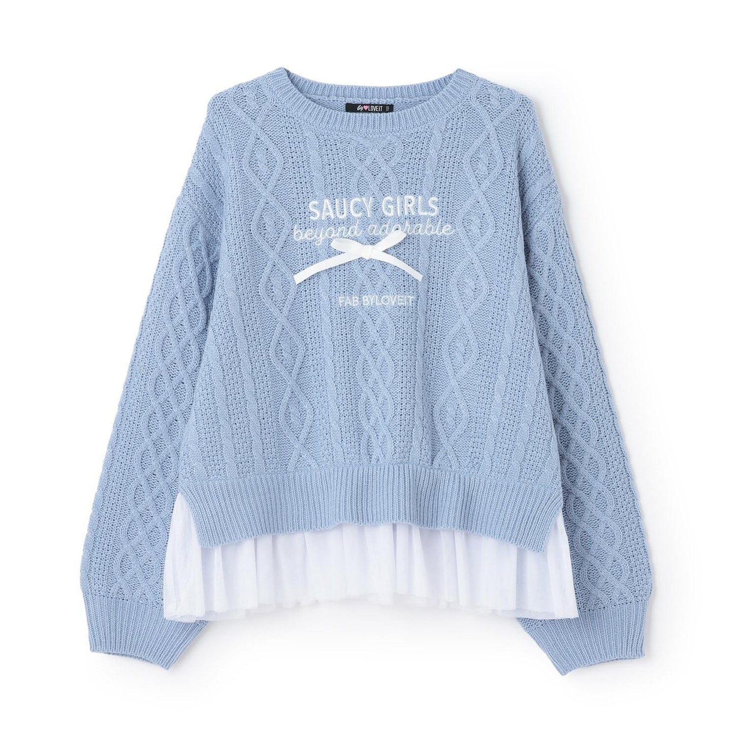 帶網紗電纜針織衫