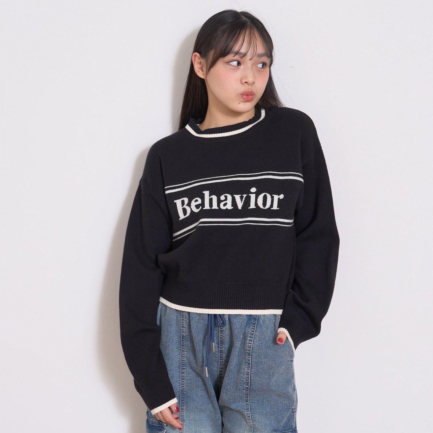 logo提花彈力針織衫