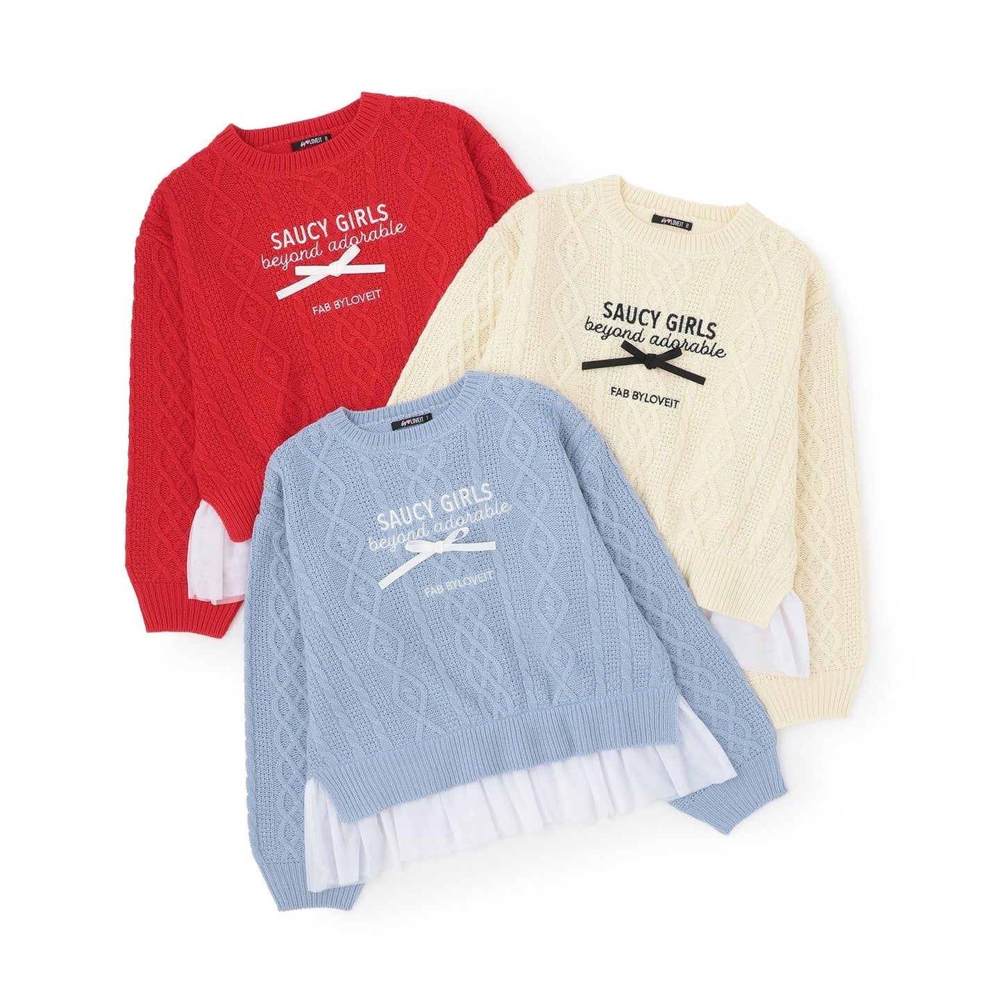 帶網紗電纜針織衫