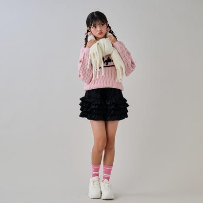 麻花編織繡花針織衫