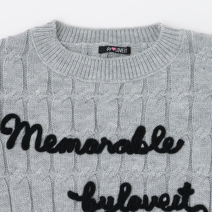 麻花編織繡花針織衫