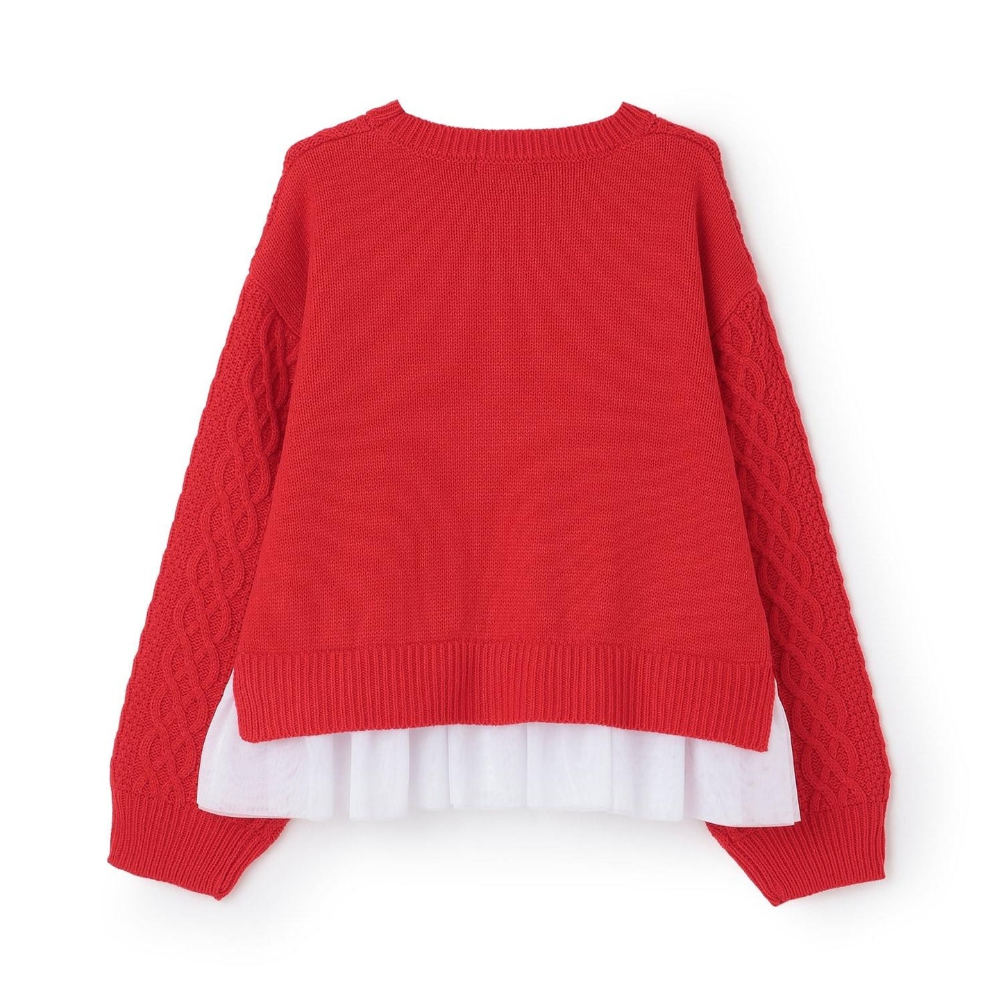 帶網紗電纜針織衫