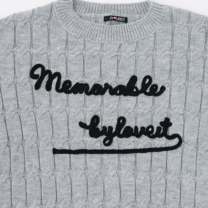 麻花編織繡花針織衫