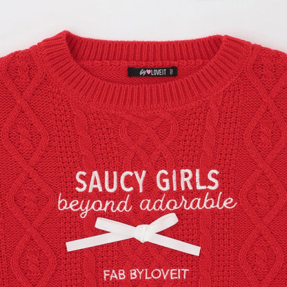 帶網紗電纜針織衫