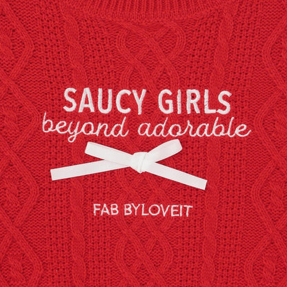 帶網紗電纜針織衫