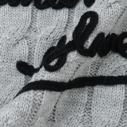 麻花編織繡花針織衫