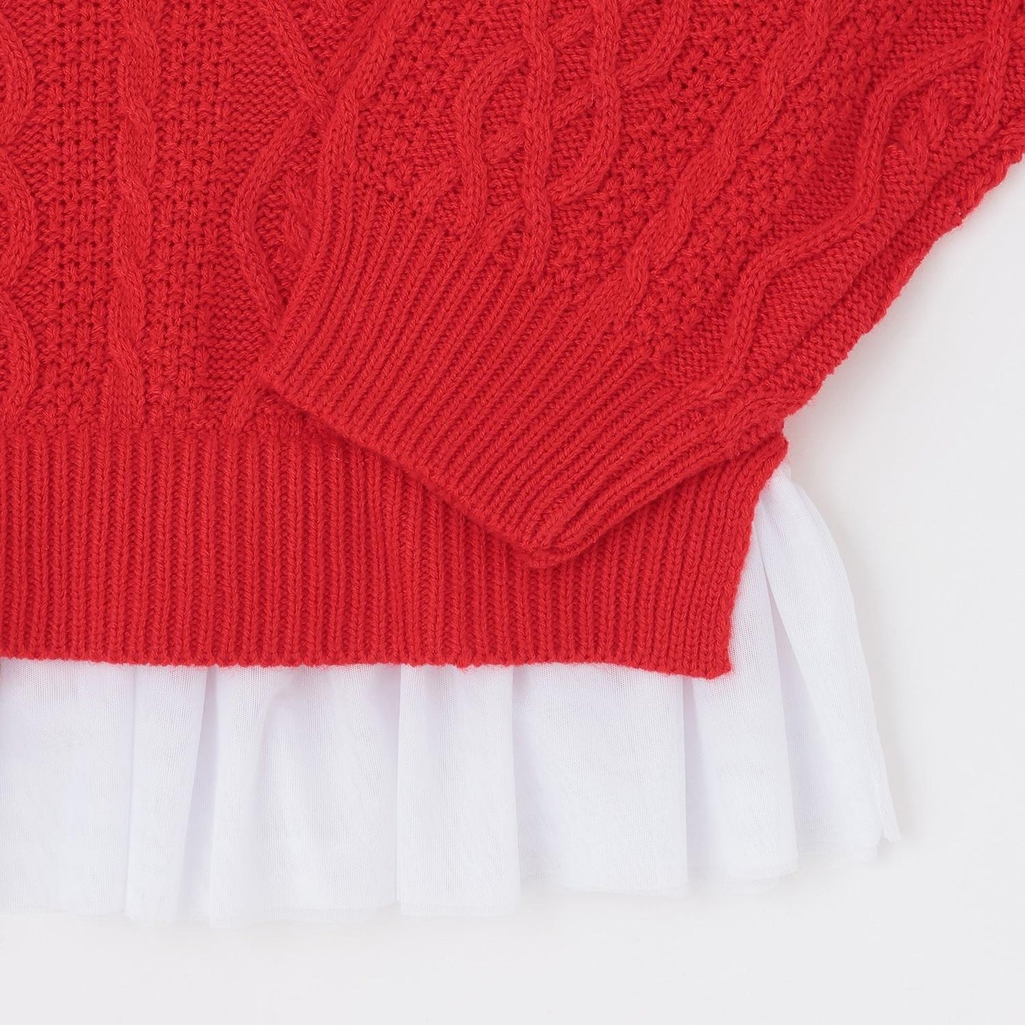 帶網紗電纜針織衫