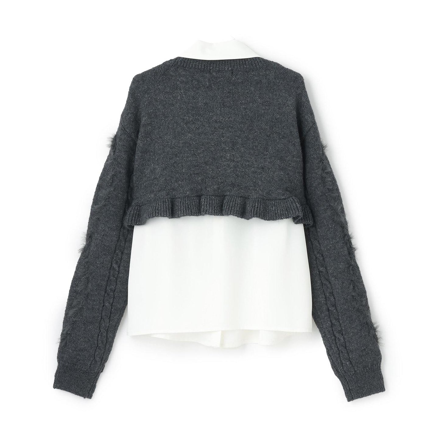 領帶襯衫短款針織套裝