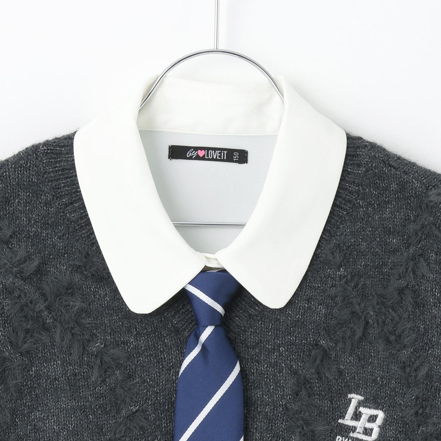 領帶襯衫短款針織套裝