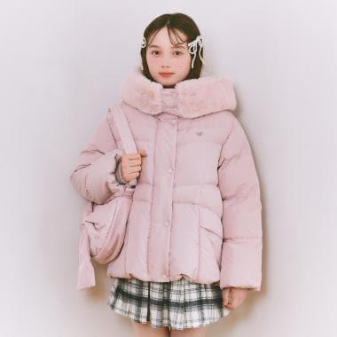 【防潑水】保暖仿毛連帽可回收羽絨夾克