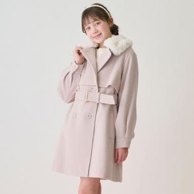 帶仿皮草領中長款大衣