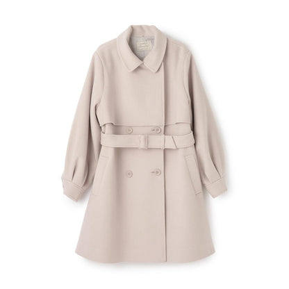 帶仿皮草領中長款大衣