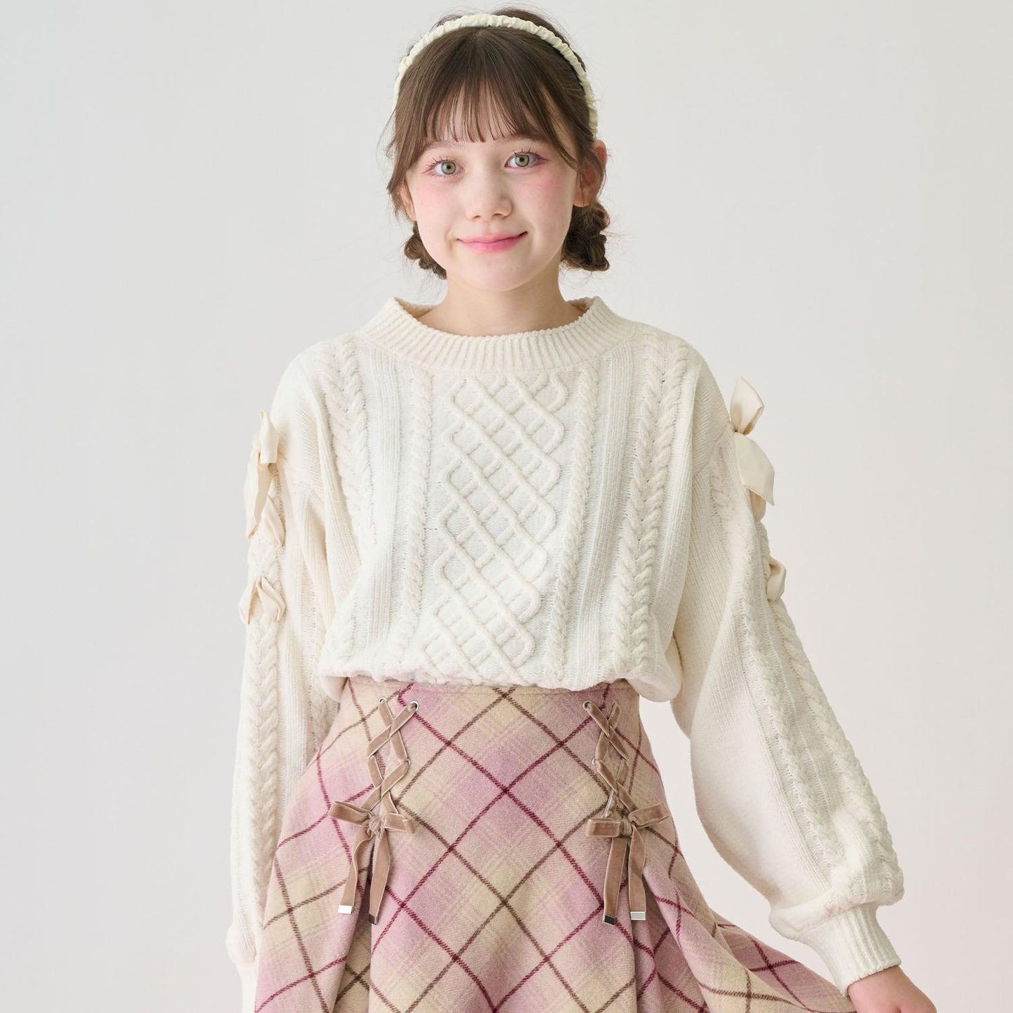 繫帶花邊針織衫