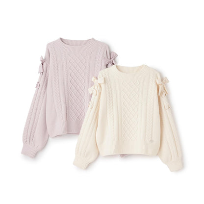 繫帶花邊針織衫