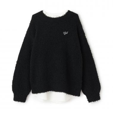 圈圈紗針織拼接長款上衣