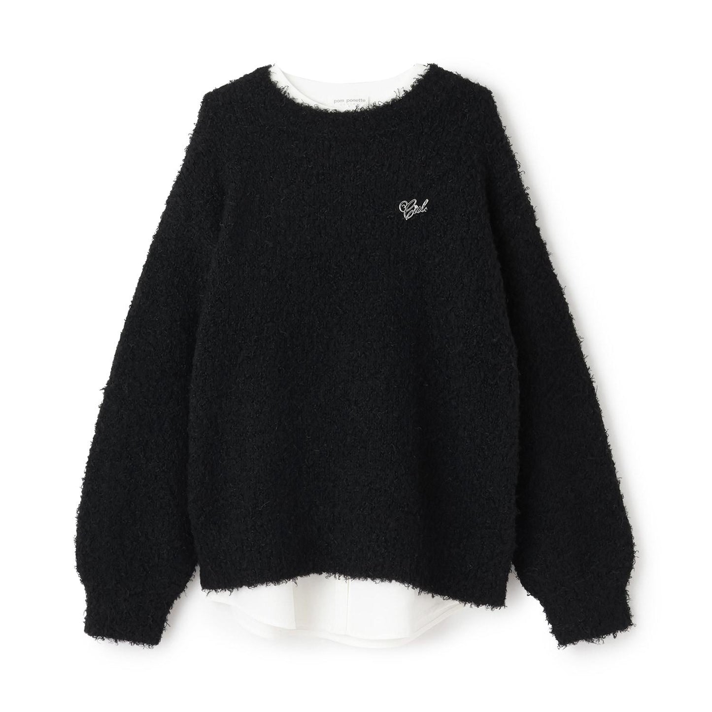 圈圈紗針織拼接長款上衣