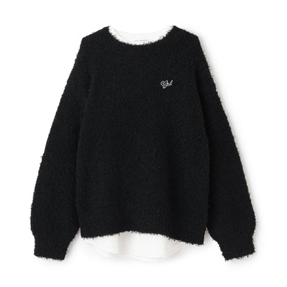 圈圈紗針織拼接長款上衣