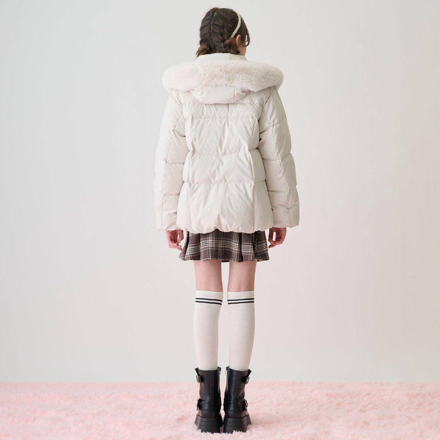 【防潑水】保暖仿毛連帽可回收羽絨夾克