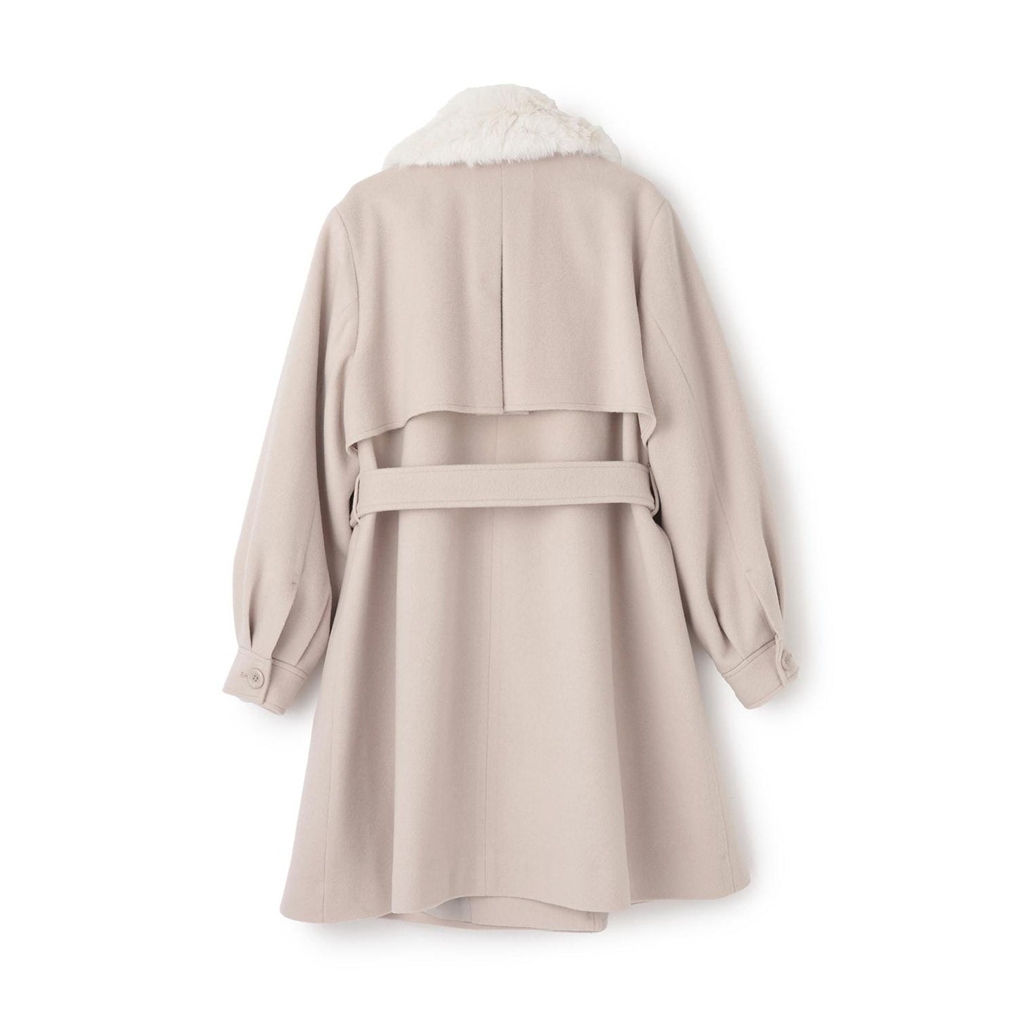 帶仿皮草領中長款大衣